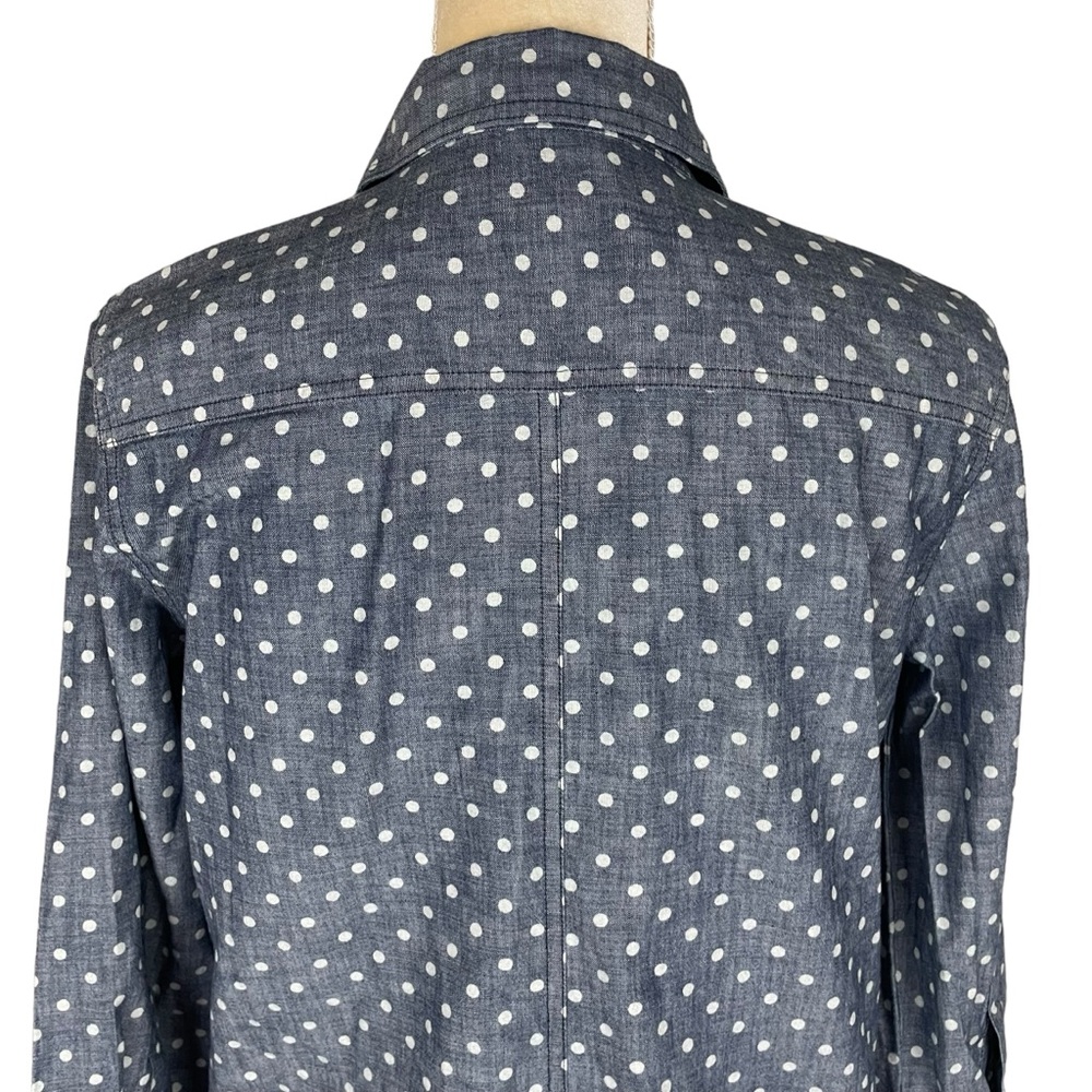 Talbots Polka Dot Chambray Button Down Shirt Dres… - image 5